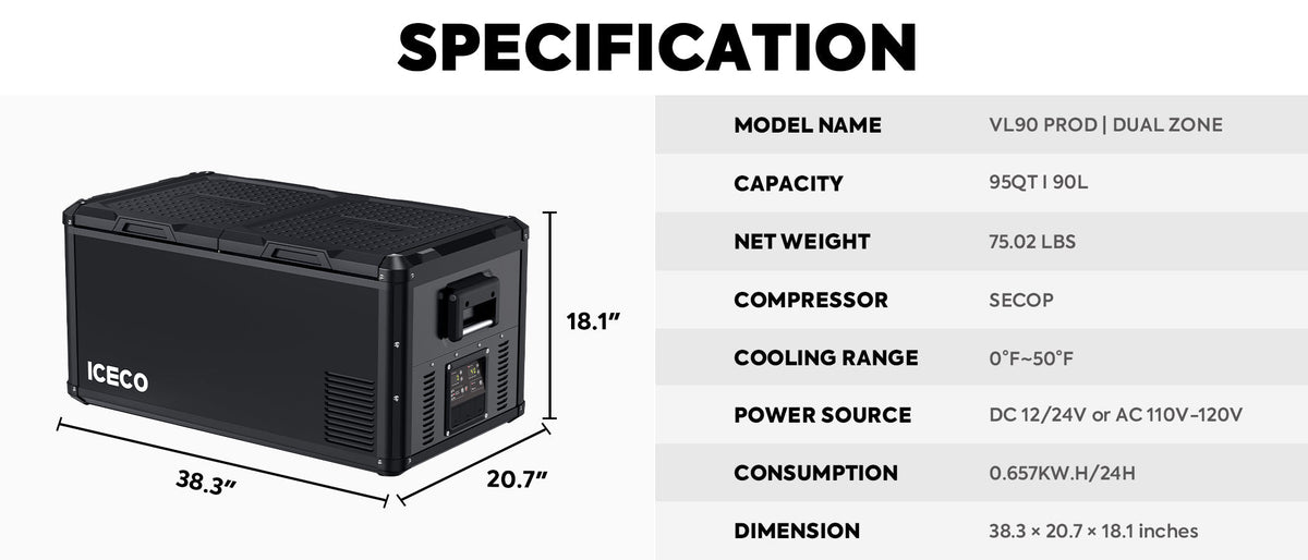 VL90ProD Dual Zone RV 12 volt Fridge Plug in Cooler