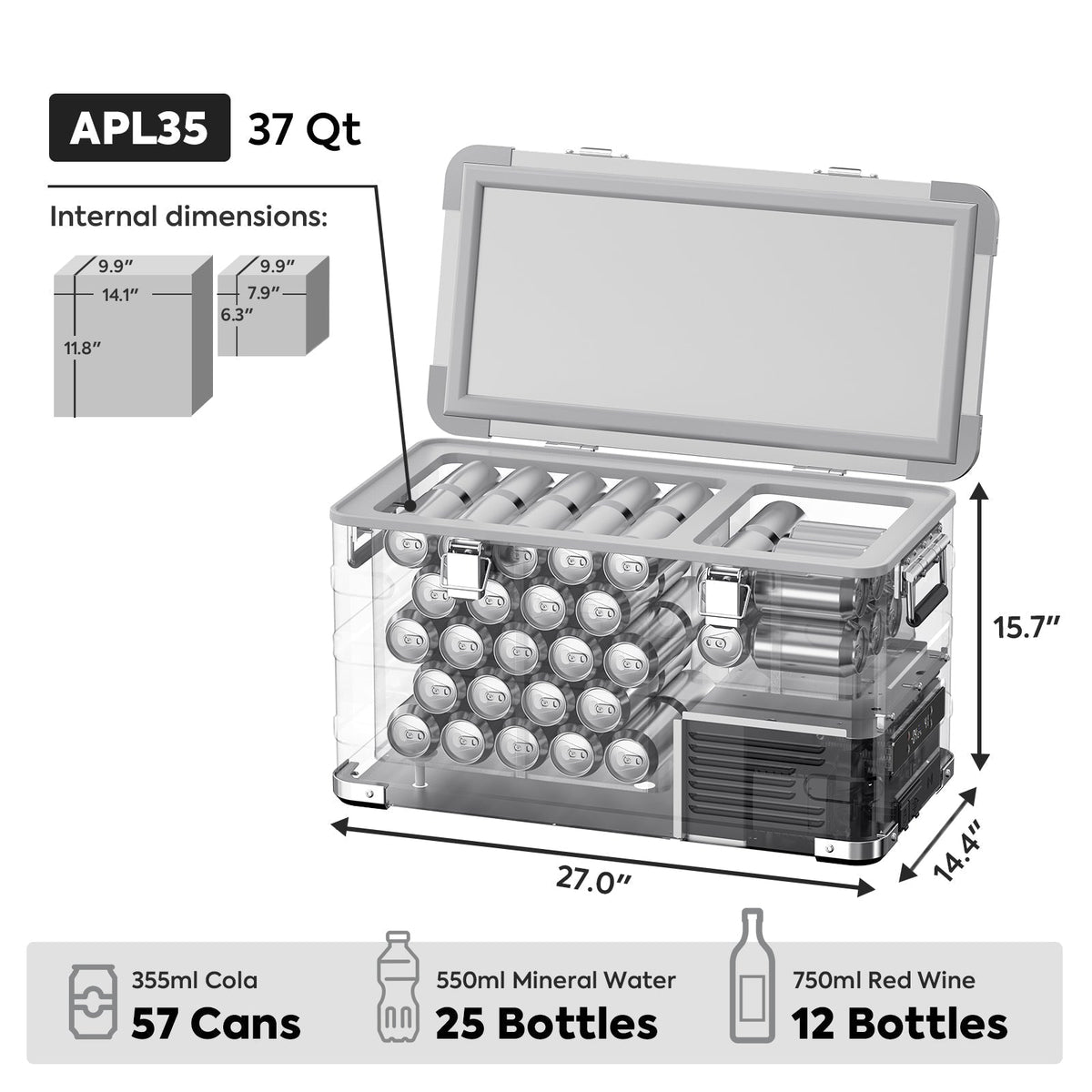APL35 Dual Zone Aluminum Fridge refrigerator