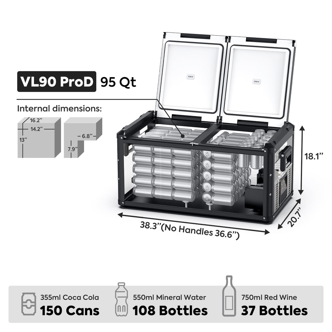 VL90ProD Dual Zone RV 12 volt Fridge Plug in Cooler