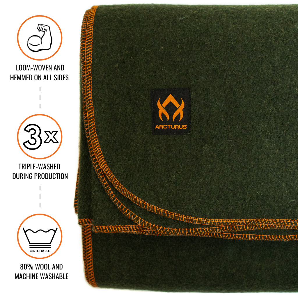 Arcturus Military Wool Blanket - Throw (50" x 60")